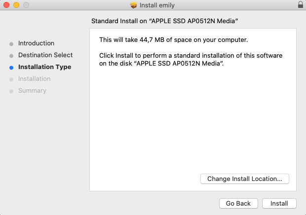 The Emily macOS installer, step 3