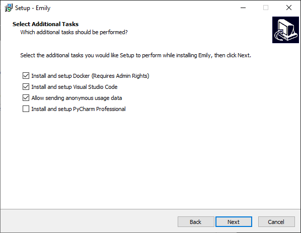 The Emily Windows installer, step 2